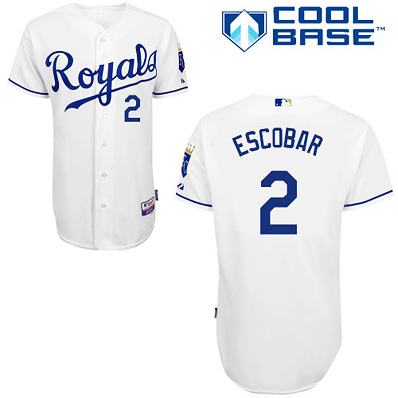 Kansas City Royals #2 Alcides Escobar White Jersey