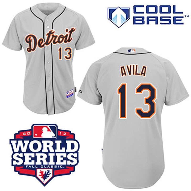 Detroit Tigers #13 Alex Avila Cool Base Grey with 2012 World Series Patch Jersey