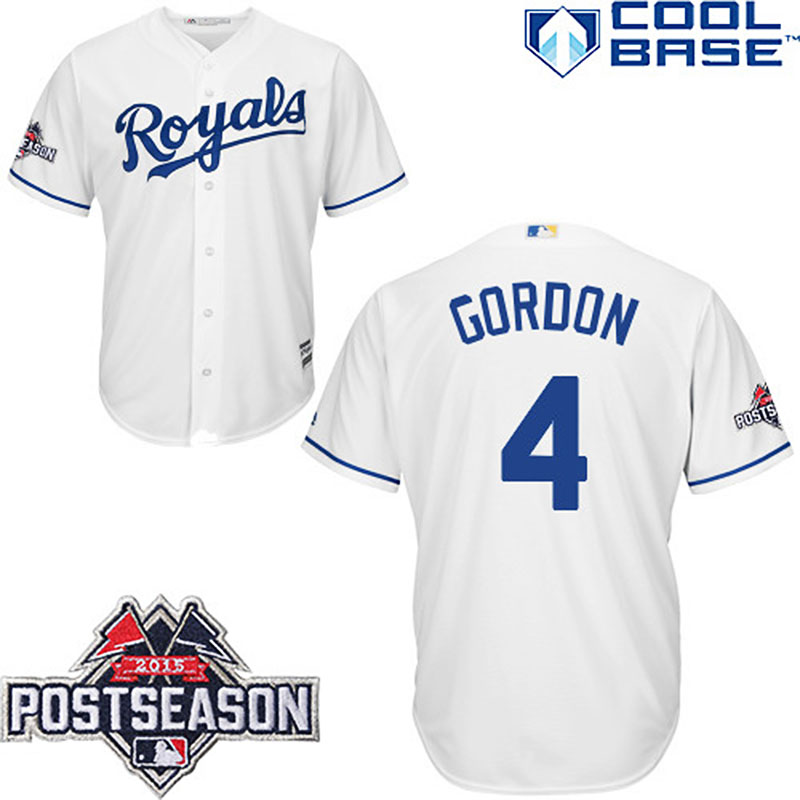 Kansas City Royals Alex Gordon Postseason Patch White Jersey