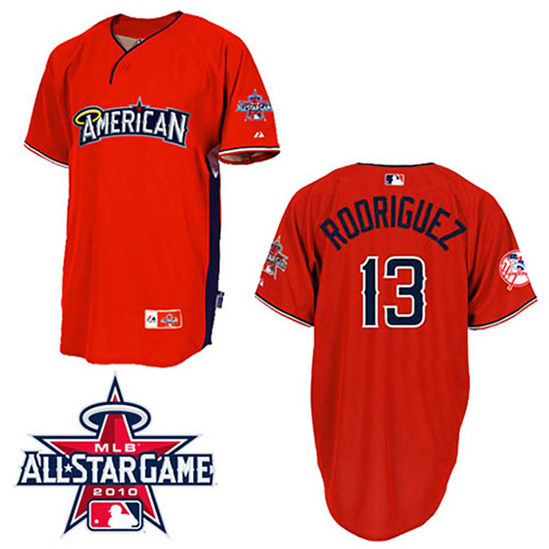 New York Yankees #13 Alex Rodriguez American League 2010 All Star BP Red Jersey