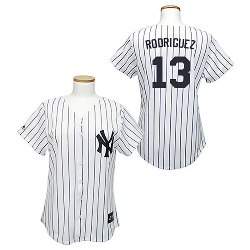 New York Yankees #13 Alex Rodriguez White(Black Strip) Women's Fashion Jersey