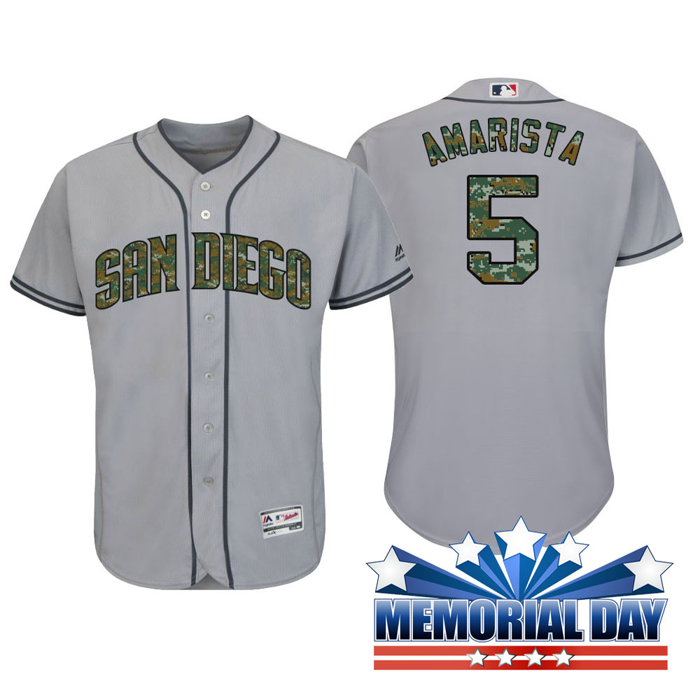 San Diego Padres Alexi Amarista #5 Gray Camo Fashion 2016 Memorial Day Cool Base Jersey