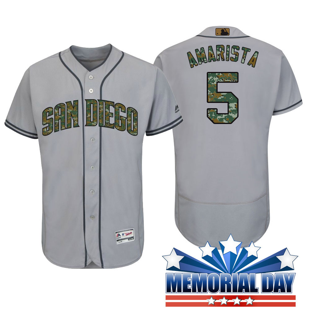 San Diego Padres Alexi Amarista #5 Gray Camo Fashion 2016 Memorial Day Flex Base Jersey