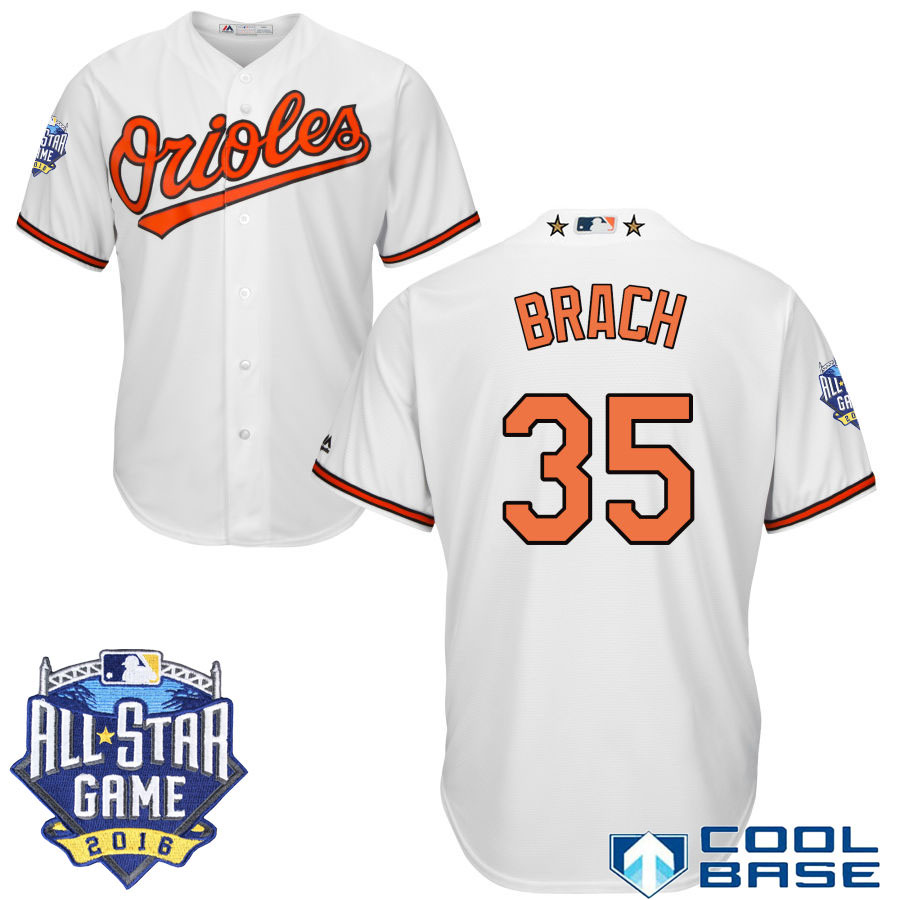 Baltimore Orioles #35 Brad Brach White 2016 MLB All Star Game Patch Cool Base Jersey