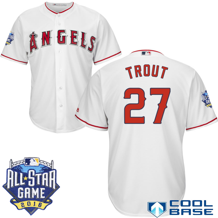 Los Angeles Angels #27 Mike Trout White 2016 MLB All Star Game Patch Cool Base Jersey