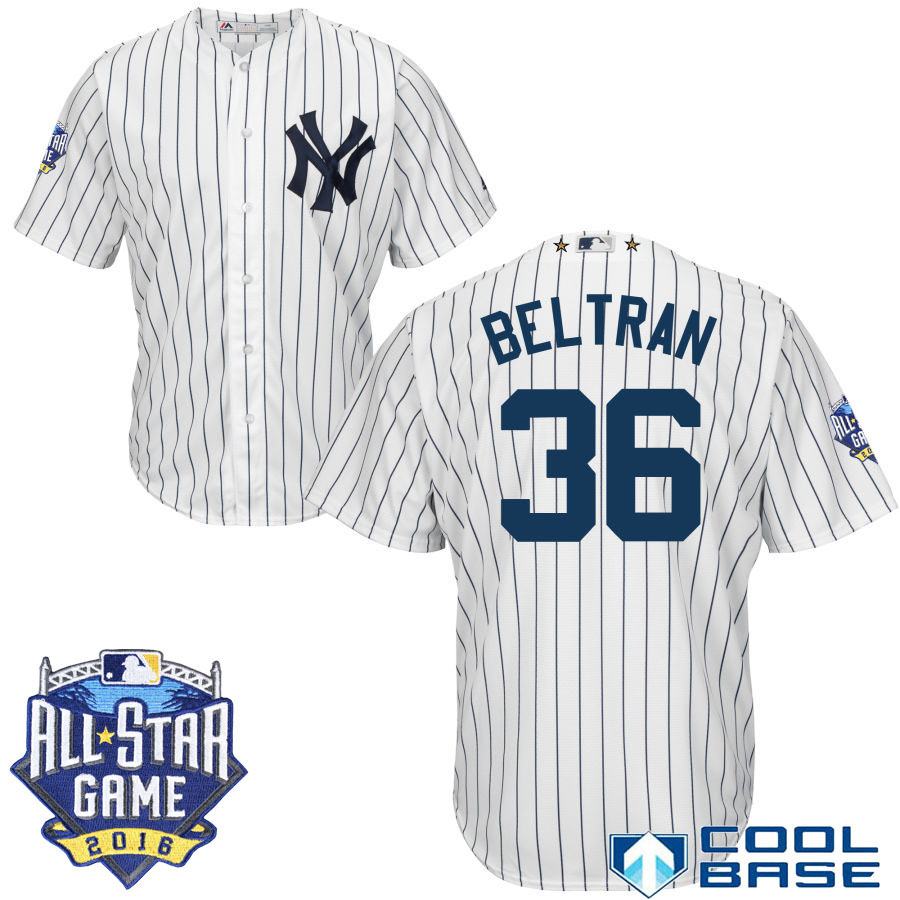 New York Yankees #36 Carlos Beltran White 2016 MLB All Star Game Patch Cool Base Jersey