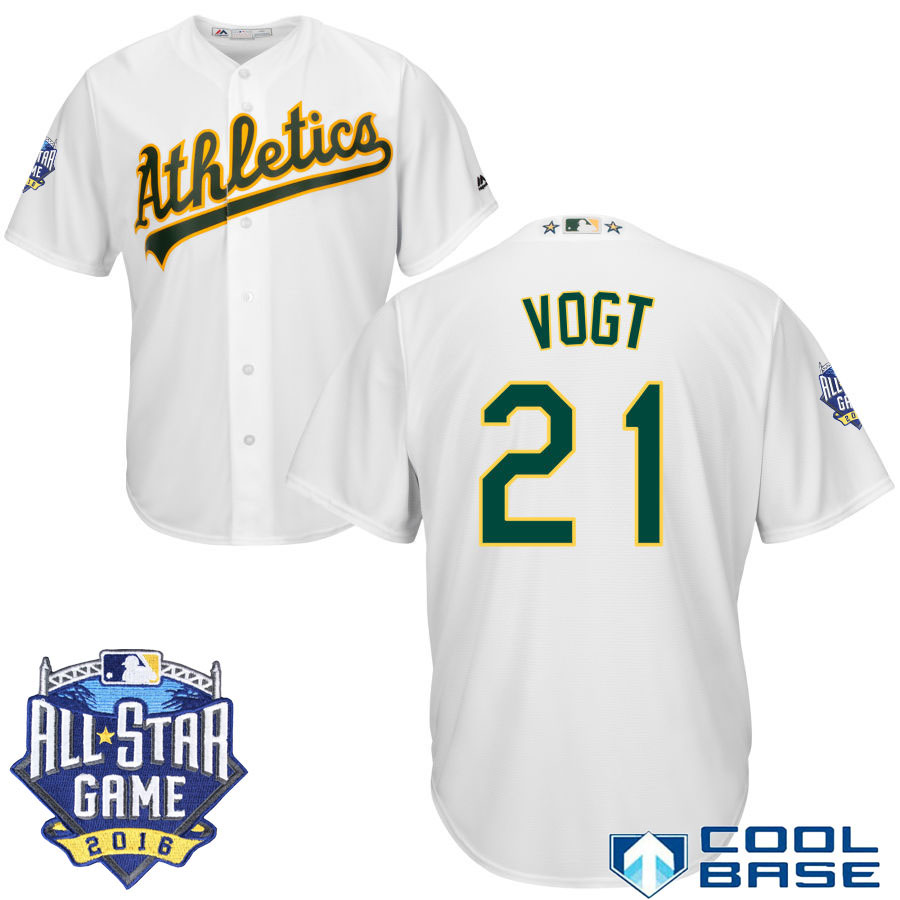 Oakland Athletics #21 Stephen Vogt White 2016 MLB All Star Game Patch Cool Base Jersey