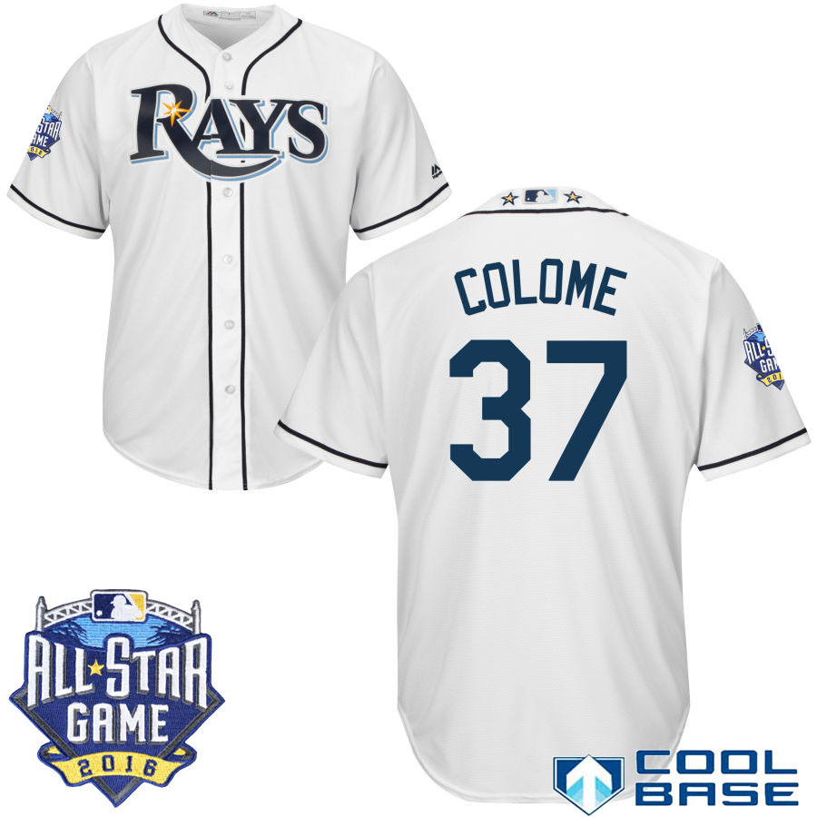 Tampa Bay Rays #37 Alex Colome White 2016 MLB All Star Game Patch Cool Base Jersey