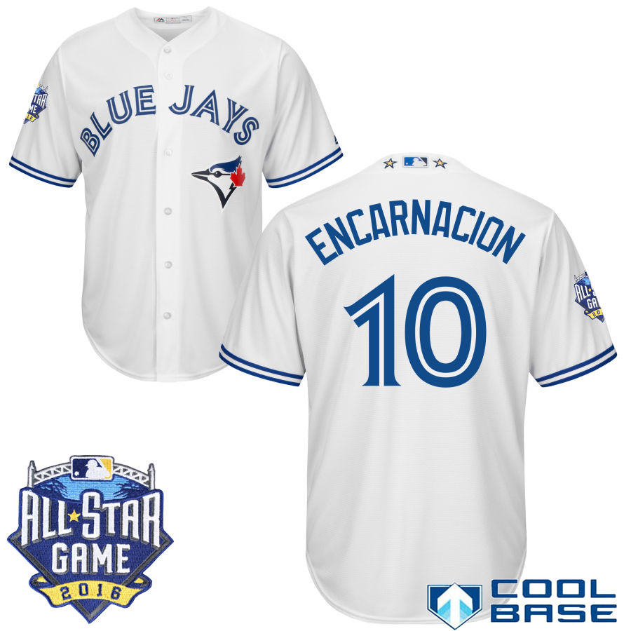 Toronto Blue Jays #10 Edwin Encarnacion White 2016 MLB All Star Game Patch Cool Base Jersey