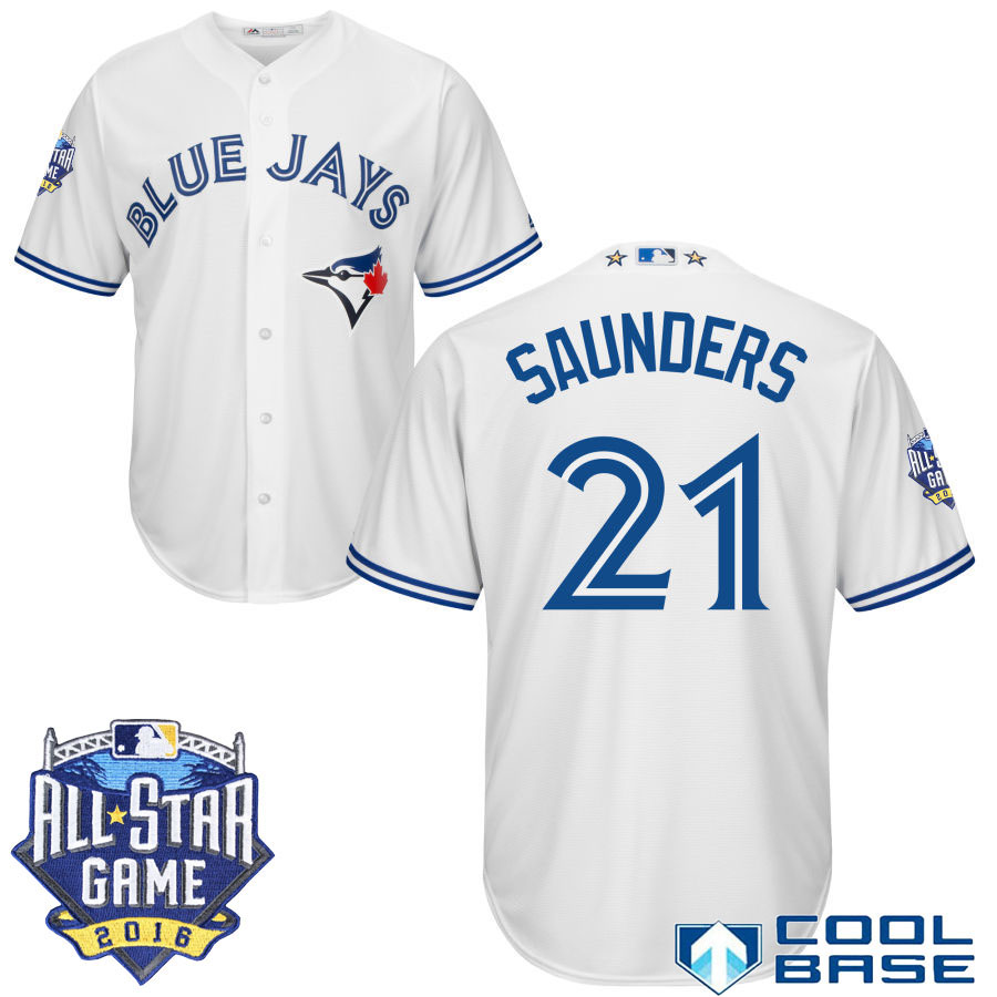 Toronto Blue Jays #21 Michael Saunders White 2016 MLB All Star Game Patch Cool Base Jersey