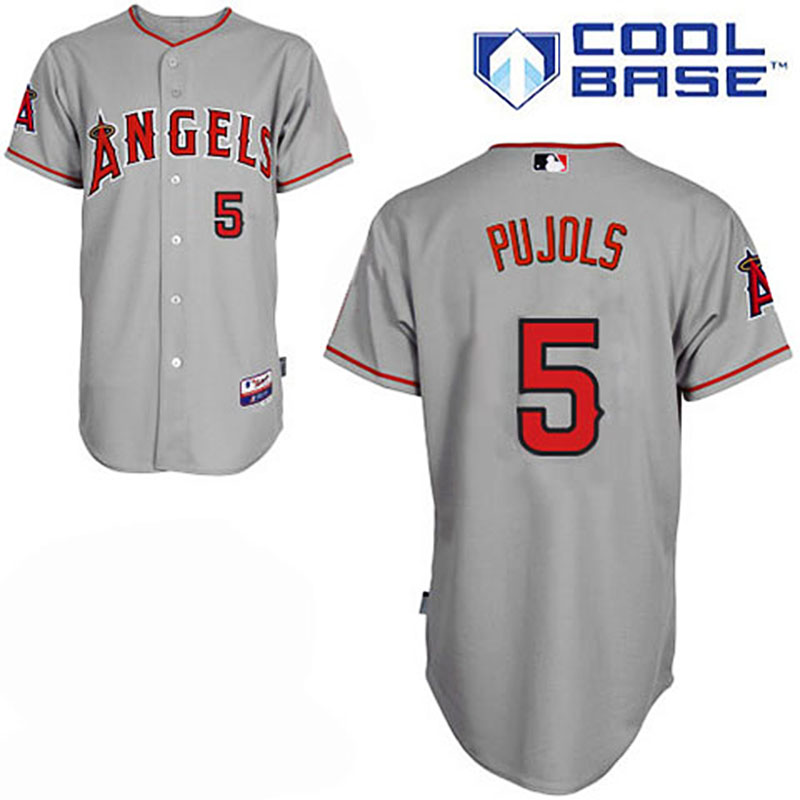 Los Angeles Angels of Anaheim #5 Albert Pujols Grey Road Cool Base Jersey