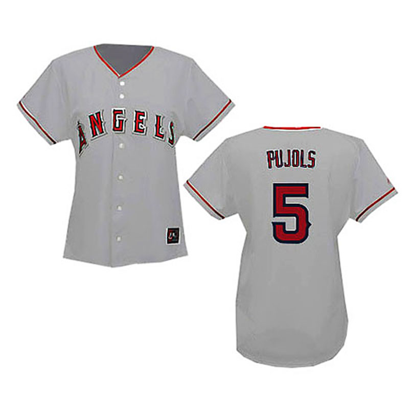 Los Angeles Angels of Anaheim #5 Albert Pujols Grey Women's Fashion Jersey