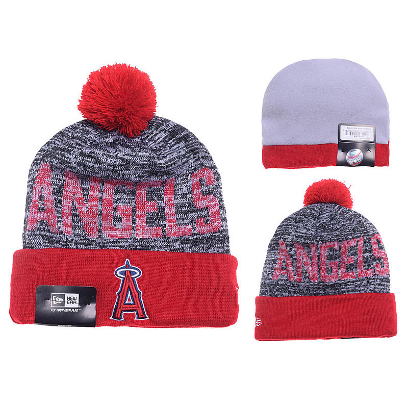 Los Angeles Angels Gray Craze Cuffed Knit Hat With Pom