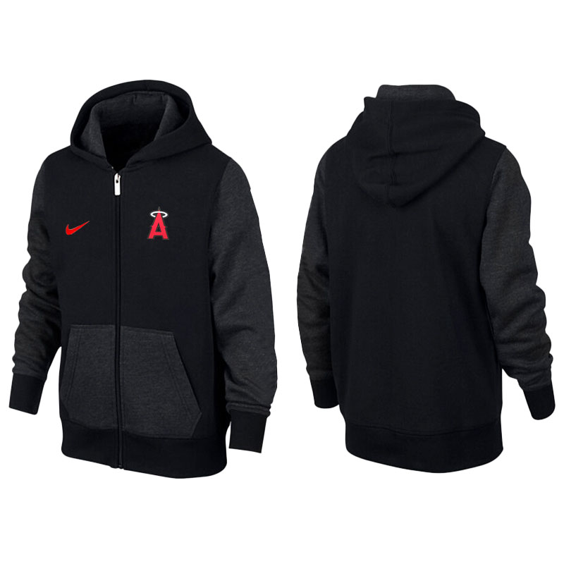 Los Angeles Angels Black Gray Full-Zip Aunthetic Pullover Hoodie