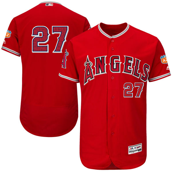 Los Angeles Angels of Anaheim #27 Mike Trout Scarlet Authentic Collection On-Field Spring Training Player Jersey