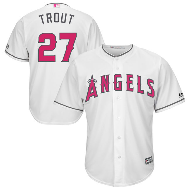 Los Angeles Angels of Anaheim #27 Mike Trout White Home 2016 Mother's Day Cool Base Jersey