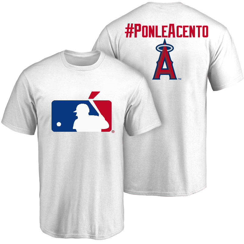 Los Angeles Angels White Hispanic Heritage Month PonleAcento T-Shirt