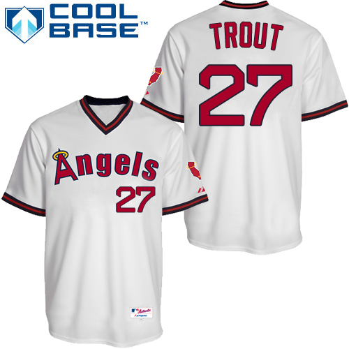 Mike Trout California Angel White Cooperstown Collection Throwback Jersey