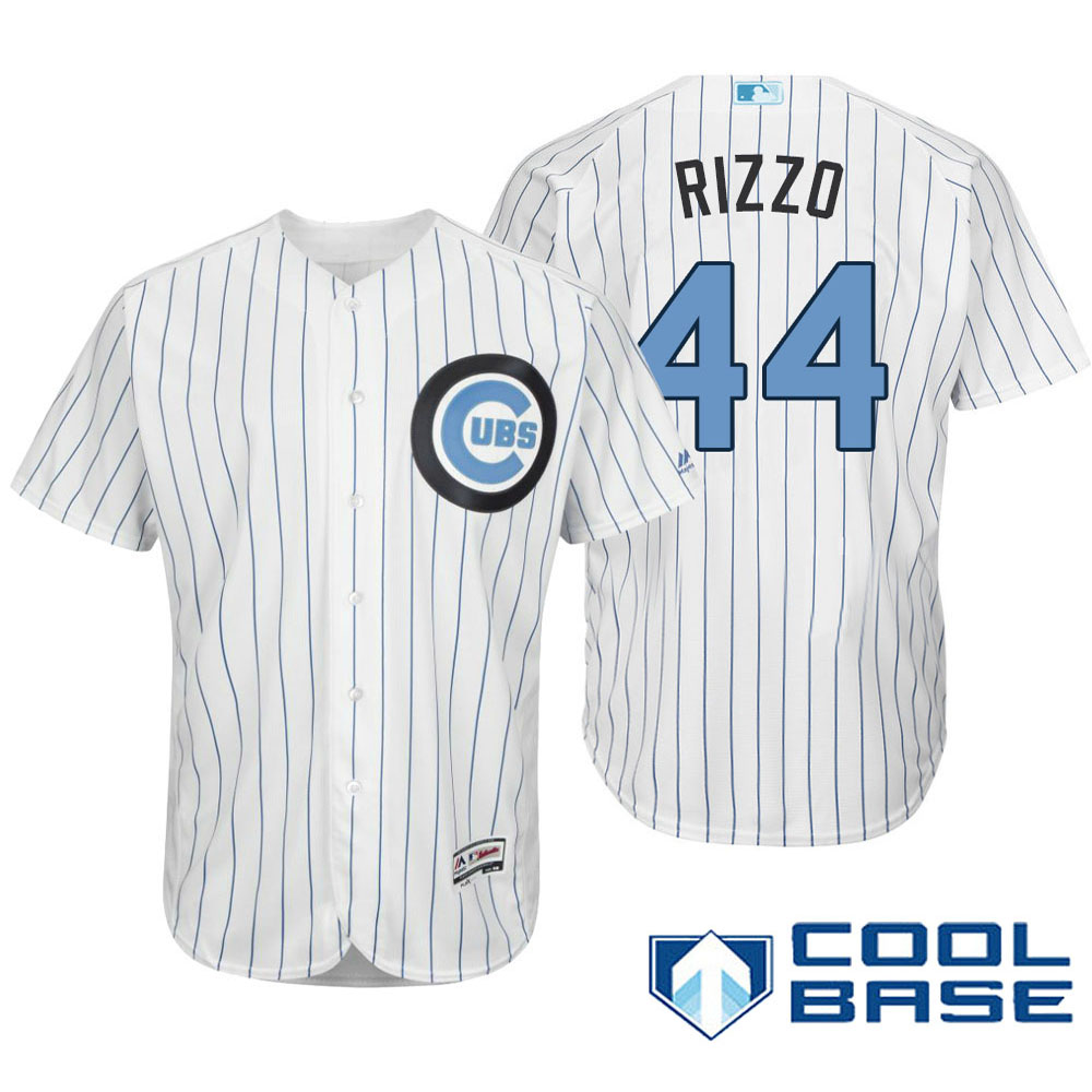 Chicago Cubs #44 Anthony Rizzo Majestic White Fashion 2016 Father's Day Cool Base Jersey