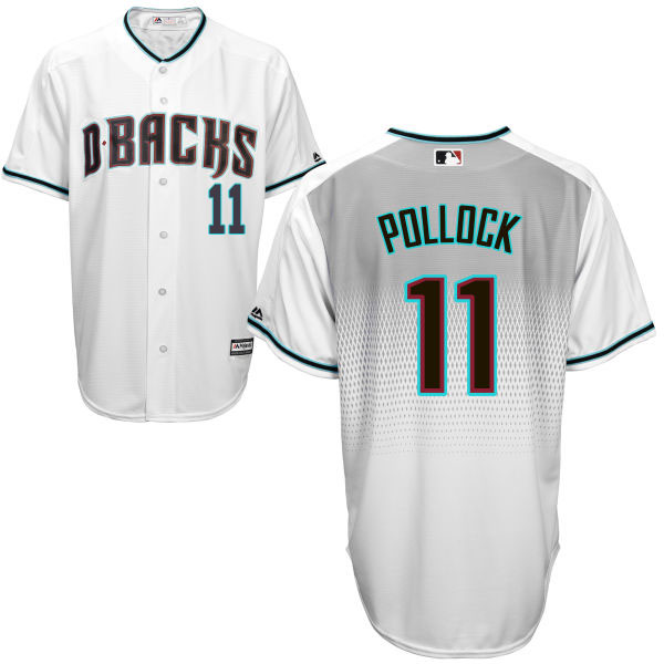 Arizona Diamondbacks A.J. Pollock #11 White/Aqua Official Cool Base Jersey