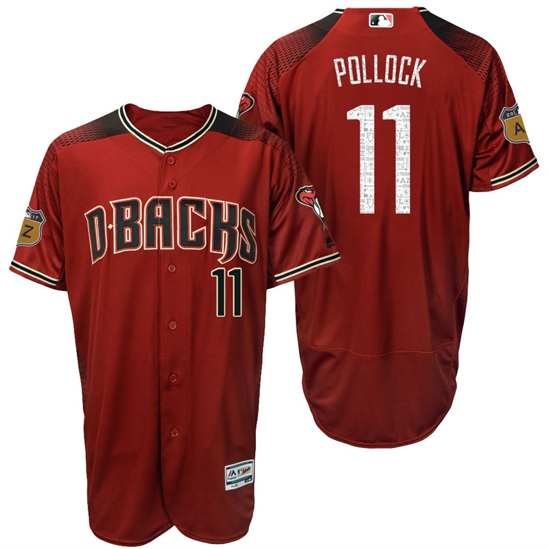 Arizona Diamondbacks A.J. Pollock #11 Brick 2017 Spring Training Cactus League Patch Authentic Collection Flex Base Jersey