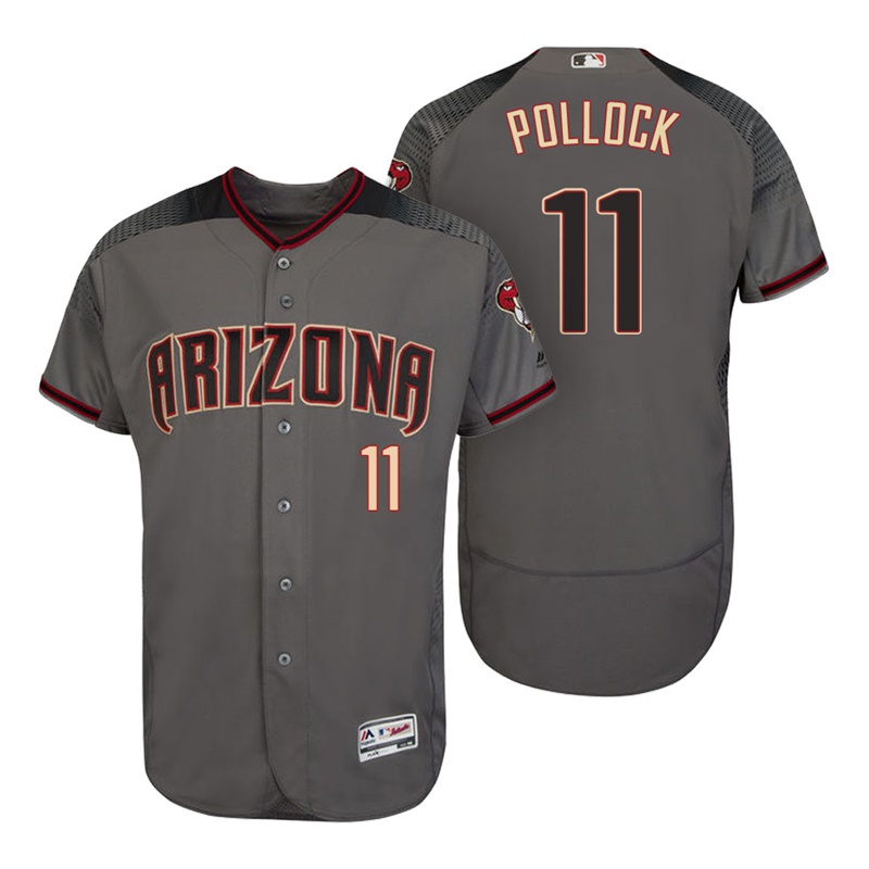 Arizona Diamondbacks A.J. Pollock #11 Gray/Crimson 2017 Authentic Collection Flex Base Jersey