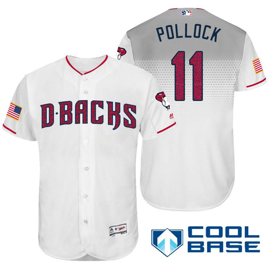 Arizona Diamondbacks #11 A.J. Pollock White Stars & Stripes 2016 Independence Day Cool Base Jersey