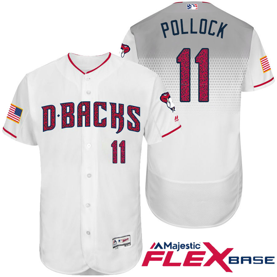 Arizona Diamondbacks #11 A.J. Pollock White Stars & Stripes 2016 Independence Day Flex Base Jersey