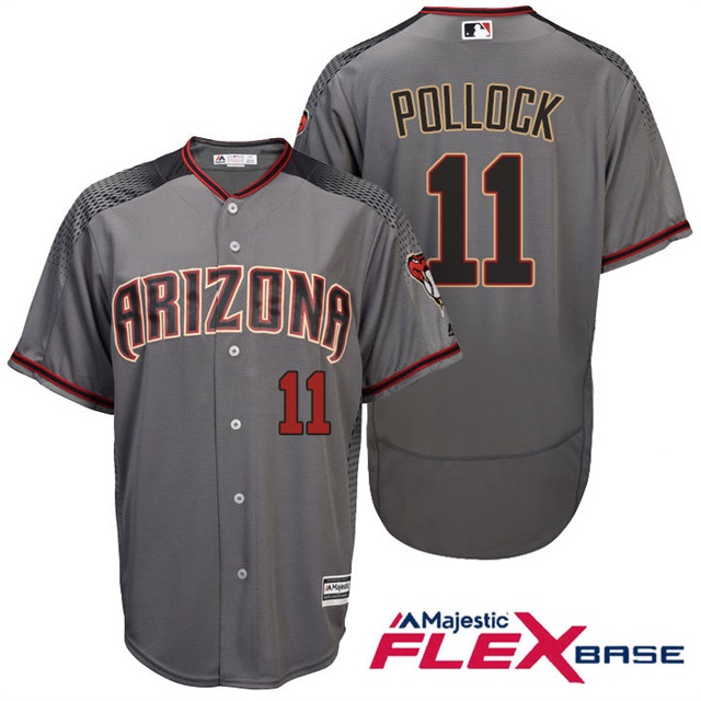 Arizona Diamondbacks A.J. Pollock #11 Majestic Gray/Brick Flex Base Authentic Collection Jersey