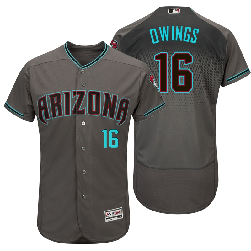 Arizona Diamondbacks Chris Owings #16 Gray/Turquoise 2017 Authentic Collection Flex Base Jersey