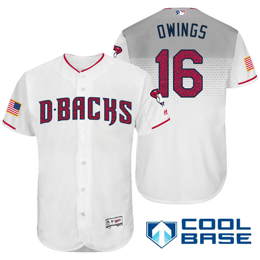 Arizona Diamondbacks #16 Chris Owings White Stars & Stripes 2016 Independence Day Cool Base Jersey