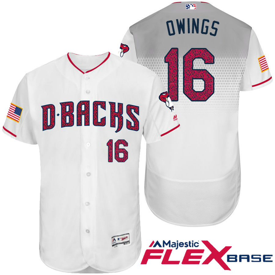 Arizona Diamondbacks #16 Chris Owings White Stars & Stripes 2016 Independence Day Flex Base Jersey