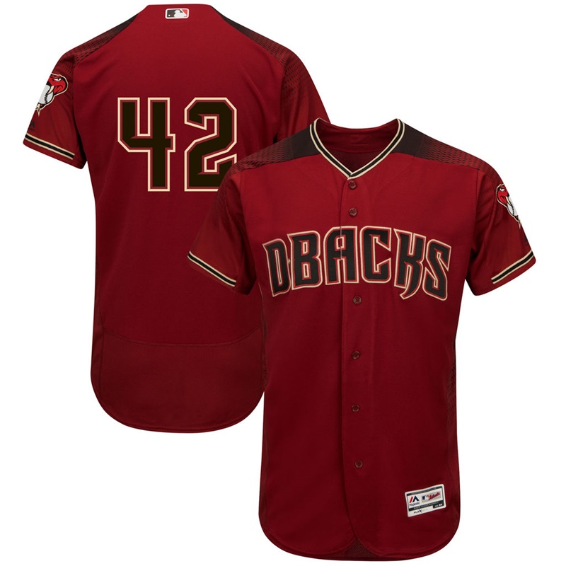 Men Arizona Diamondbacks Jackie Robinson #42 Crimson Commemorative Flex Base Jersey