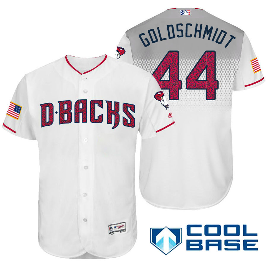 Arizona Diamondbacks #44 Paul Goldschmidt White Stars & Stripes 2016 Independence Day Cool Base Jersey