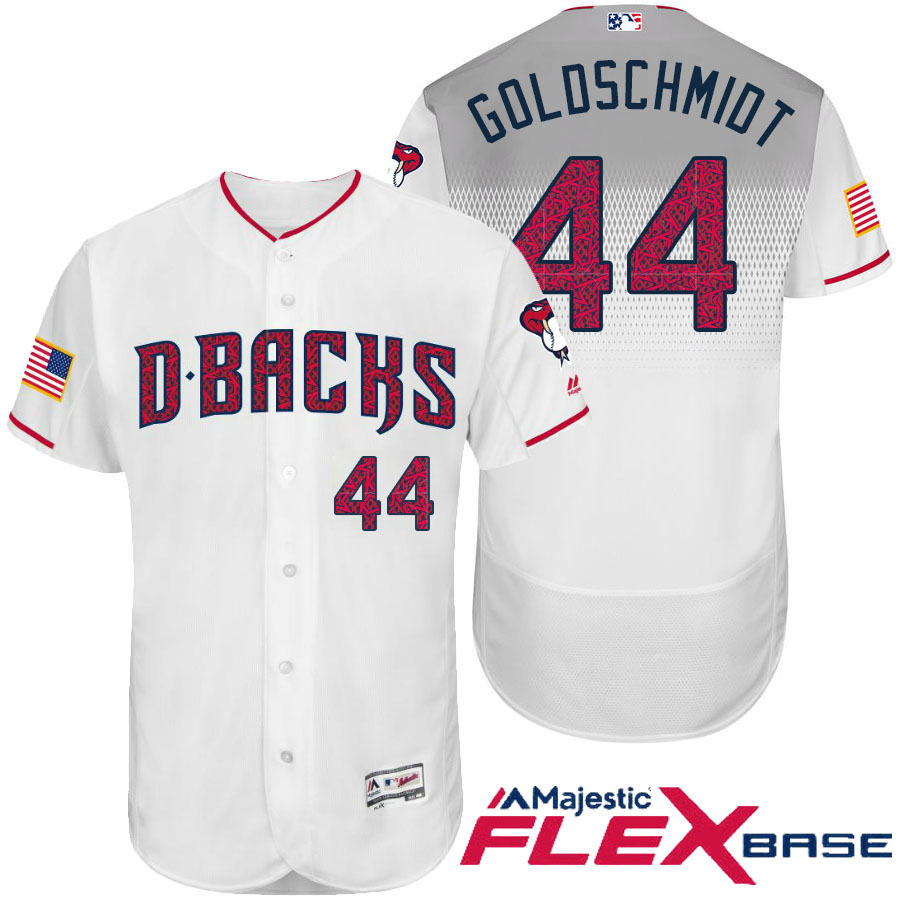 Arizona Diamondbacks #44 Paul Goldschmidt White Stars & Stripes 2016 Independence Day Flex Base Jersey