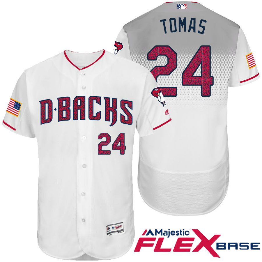 Arizona Diamondbacks #24 Yasmany Tomas White Stars & Stripes 2016 Independence Day Flex Base Jersey