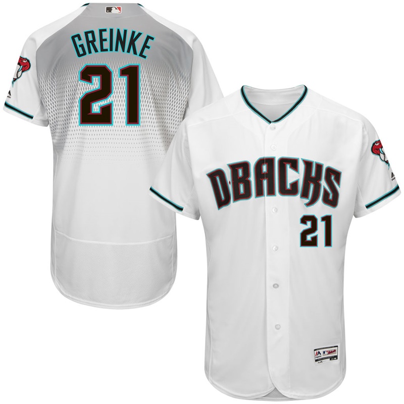 Men Arizona Diamondbacks Zack Greinke #21 White Fashion Flex Base Jersey