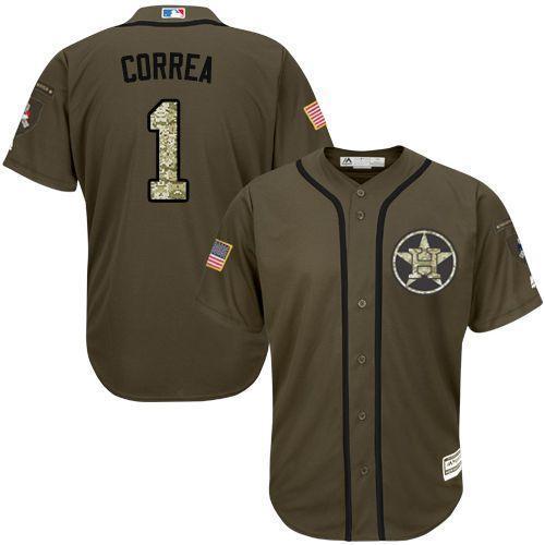 Houston Astros #1 Carlos Correa Olive Camo Stitched Baseball Jersey