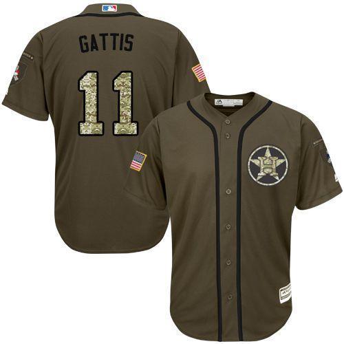 Houston Astros #11 Evan Gattis Olive Camo Stitched Baseball Jersey