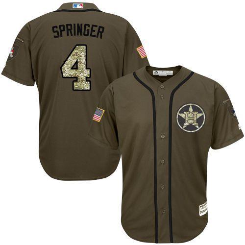 Houston Astros #4 George Springer Olive Camo Stitched Baseball Jersey