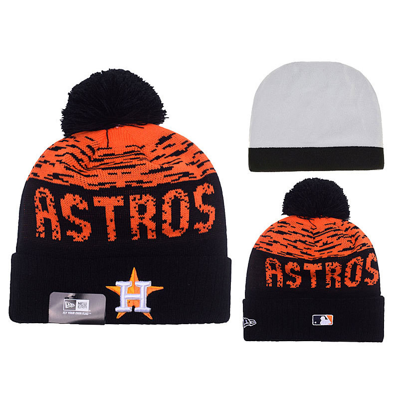 Houston Astros Black Clubhouse Cuffed Knit Hat With Pom