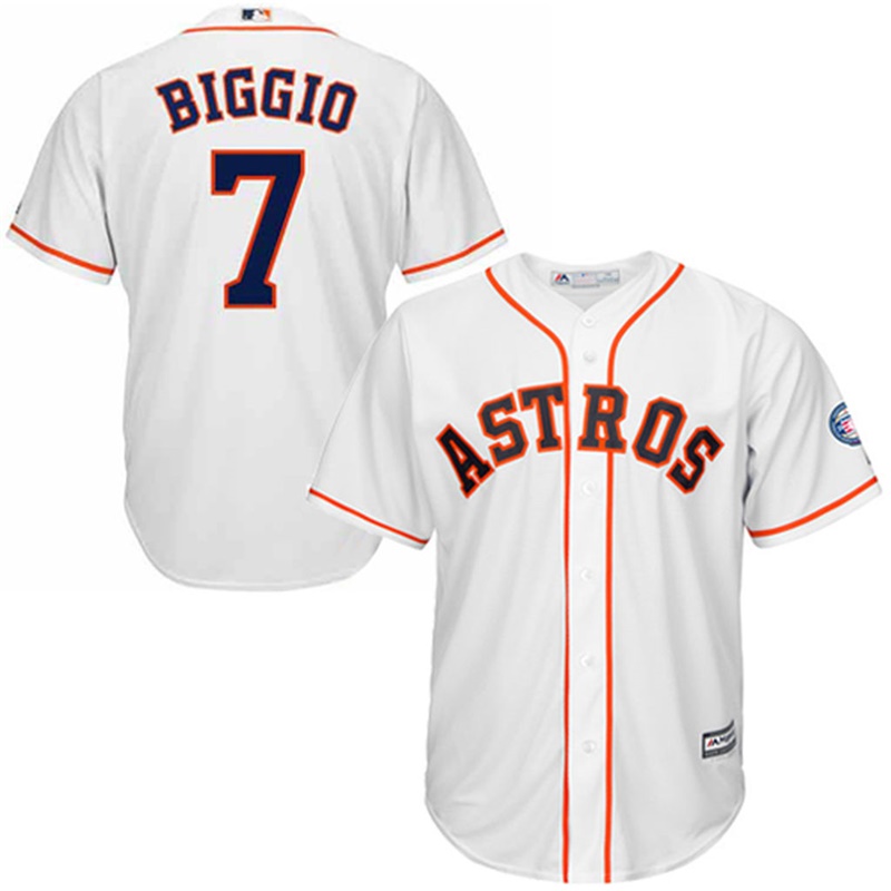 Houston Astros #7 Craig Biggio White Throwback Cooperstown Collection Hall of Fame Cool Base Jersey