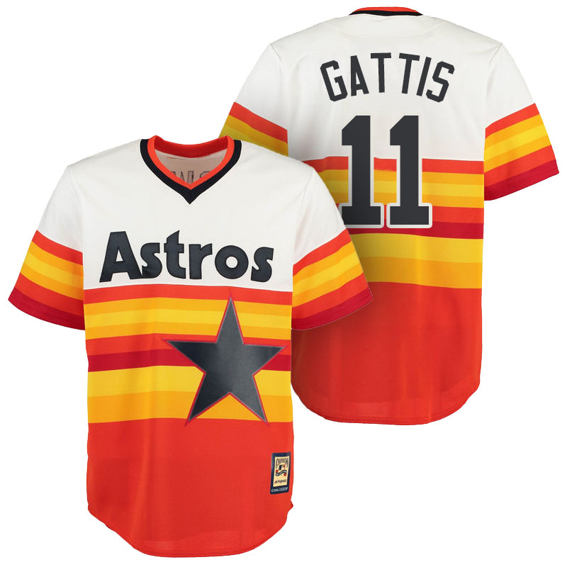 Houston Astros #11 Evan Gattis Orange Cool Base Cooperstown Jersey