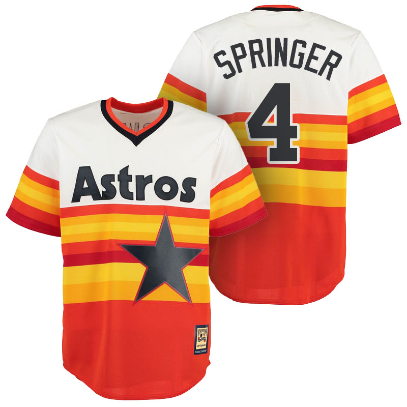 Houston Astros #4 George Springer Orange Cool Base Cooperstown Jersey