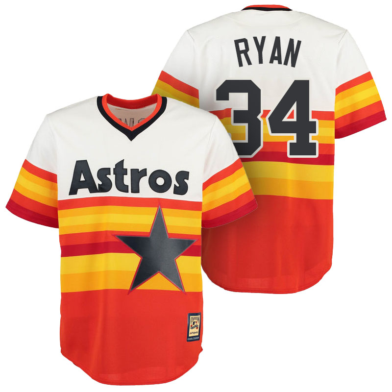 Houston Astros #34 Nolan Ryan Orange Cool Base Cooperstown Jersey