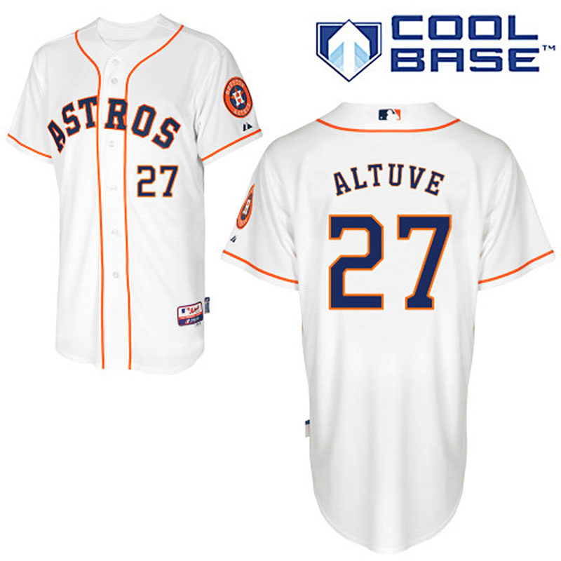 Houston Astros #27 Jose Altuve Men's Authentic White Home Majestic MLB Cool Base Jersey