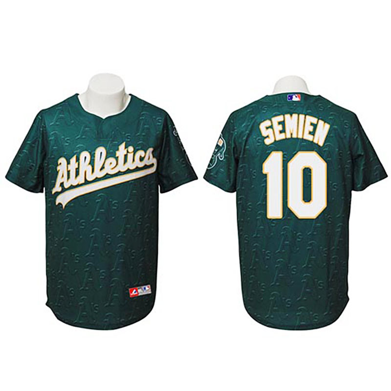 Oakland Athletics #10 Marcus Semien Authentic Watermark Fashion Green Jersey