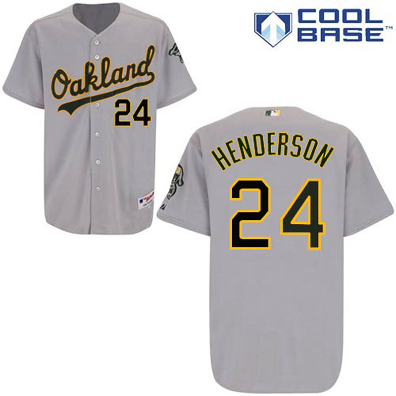 Oakland Athletics #24 Rickey Henderson Gray Authentic Cool Base Jersey