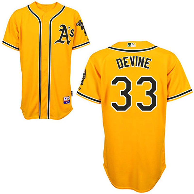 Oakland Athletics #33 Joey Devine Yellow 2011 Alternate 2 Cool Base Jersey