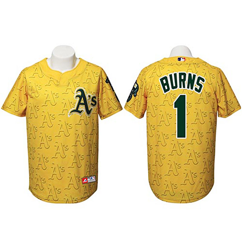 Oakland Athletics #1 Billy Burns Authentic Watermark Fashion Gold Jersey